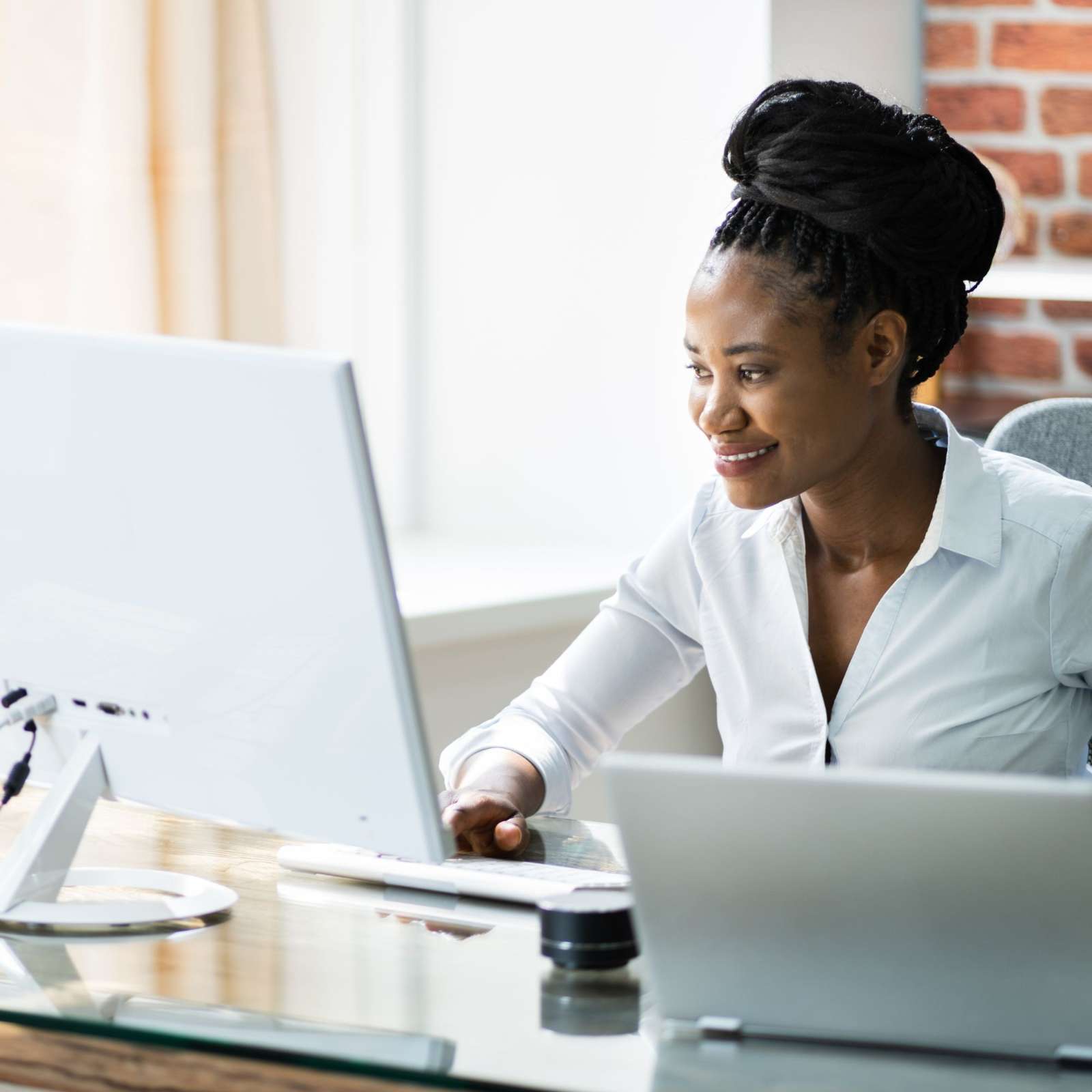 woman on computer