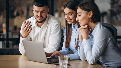 group at computer